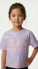 M&S Girls Impossible is Possible Metallic Print T Shirt