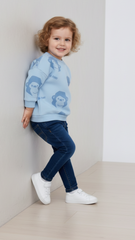 PRENATAL Girls Printed Ice Blue Sweatshirt