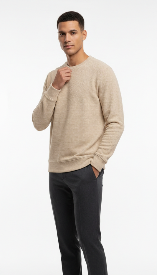 PB STWD Mens Beige Textured Sweatshirt