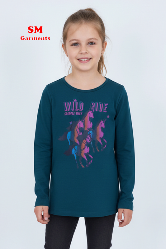 Wibra Kids FORNT HORSE PRINTED Girls T Shirts