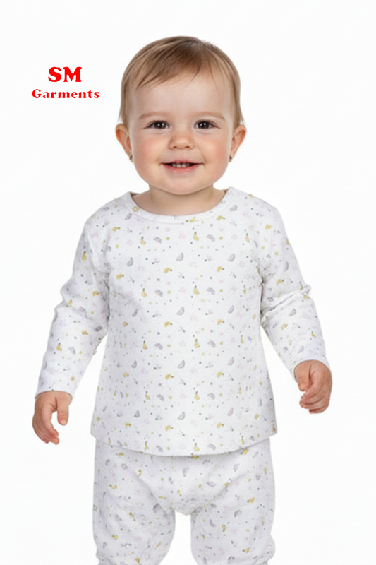 TEX Baby Long Sleeve Printed Top – Soft White