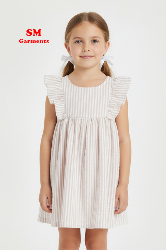 Girls Flounce Trimmed Cotton Dress