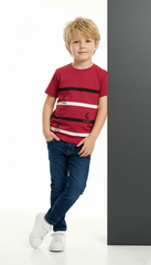 BOYS Printed Striped T-shirt