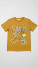 LCW Boys Mustard Graphic Print Cotton T Shirt