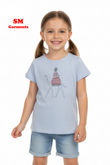 Little Kids Girls Camel Graphic T-Shirt – Light Blue