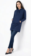 BLANCHEPORTE Womens Indigo Long Hoodie