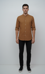 SFERA MEN MENS BAND COLLAR COTTON LINEN REGUALR FIT SHIRT