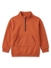 Boys Imported Burnt Orange Half-Zip Fleece Sweatshirt| SM GARMENTS