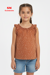 BROWN DOTTED COTTON VEST TOP