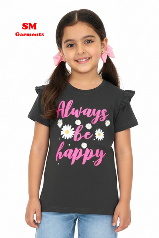 DU PAREIL GIRLS ALWAYS BE HAPPY PRINT TEES