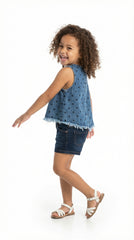 DL Girls Sleeveless Polka Dot Denim top