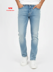 ہاؤس برانڈ ہلکے نیلے رنگ کی دھلی ہوئی سلم فٹ جینز