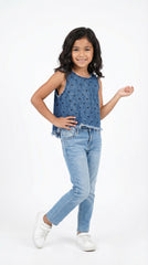 DL Girls Sleeveless Polka Dot Denim top