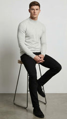 Mens Basic White Pullover
