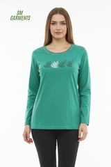 WASCHEPUR WOMENS PRINTED FULL SLEEVE T SHIRT