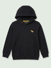 Boys BRANDED ' Black Pullover Hoodie with Gold Dinosaur Graphic
