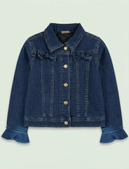 Girls BRANDED ' Dark Wash Denim Jacket with Bow Details and Ruffled Cuffs