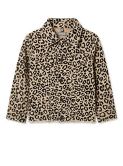 DL Girls Leopard Print Denim Trucker Jacket with Raw Hem | SM GARMENTS