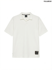 Pull & Bear Men's Over-Sized Notch-Neck Polo Shirt