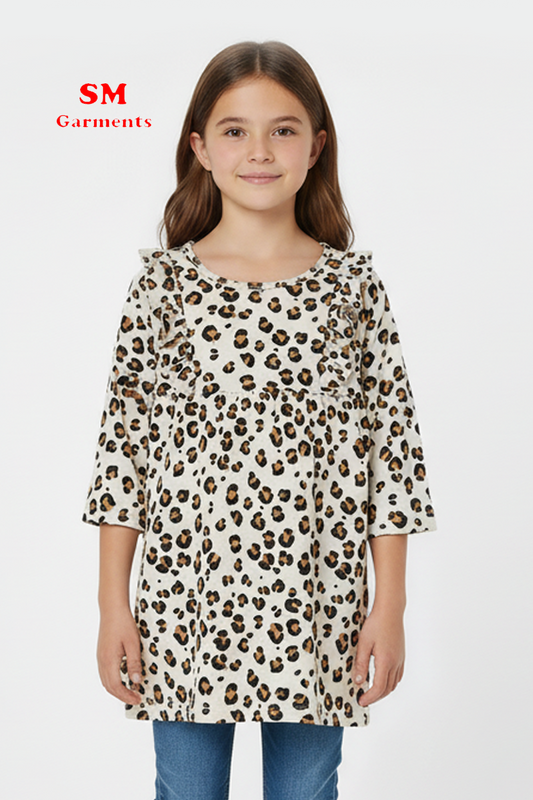 White Leopard Print Jersey Dress