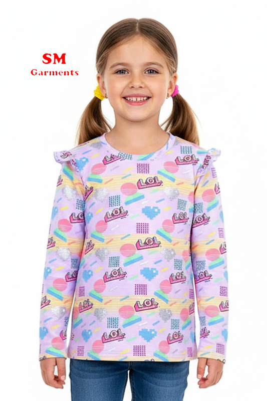 GIRLS PRINTED FULL SLEEVE T SHIRT