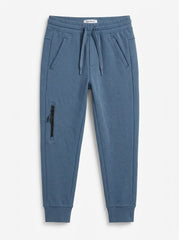 Boys Branded' Slate Blue Zipper Pocket Drawstring Fleece Jogger Pants| SM GARMENTS