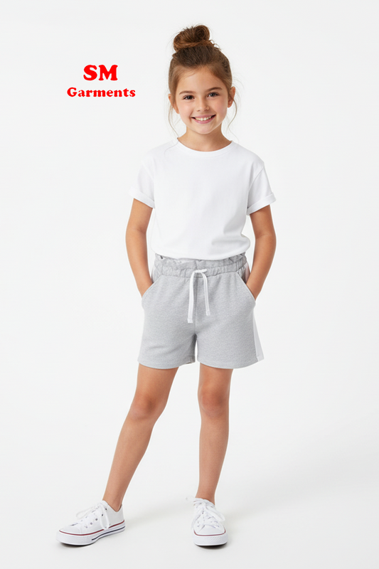 Girls Cotton Drawstring Waist Shorts