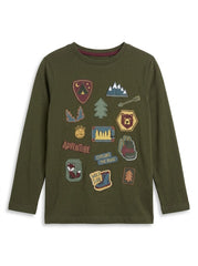 LITTLE KIDS Kids' Olive Green Adventure Patch Long-Sleeve T-Shirt| SM GARMENTS