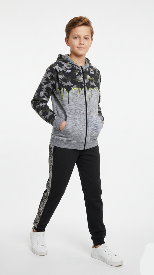 ROADWEAR Boys Printed Zipper Hoodie and Jogger Suit