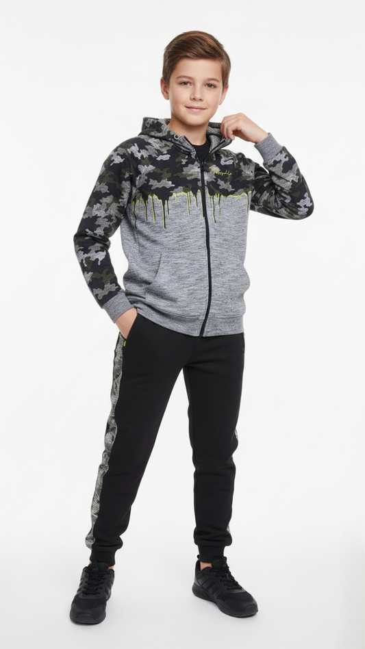 ROADWEAR Boys Printed Zipper Hoodie and Jogger Suit