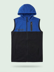 Boys BRANDED Hooded Vest with Pockets' Blue and Black Colorblock