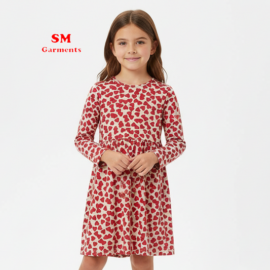 HEARTS PRINTED PATTERNED JERSEY DRESS