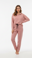 OYSHO WOMEN FLORAL EMBROIDED COLLAR T SHIRT AND TROUSER SET