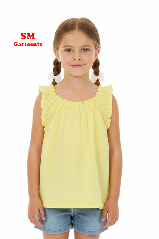 GIRLS SLEEVELESS LIME YELLOW DRESS