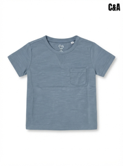 Casual Blue Cotton Pocket T-Shirt for Toddler Boys