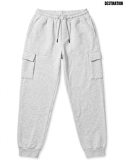 Destination Boys Light Grey Heather Fleece Cargo Jogger Pants with Utility Pockets| SM GARMENTS