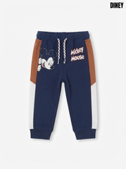 Boys’ Navy Blue Colorblock Joggers – Mickey Mouse Graphic Character Sweatpants