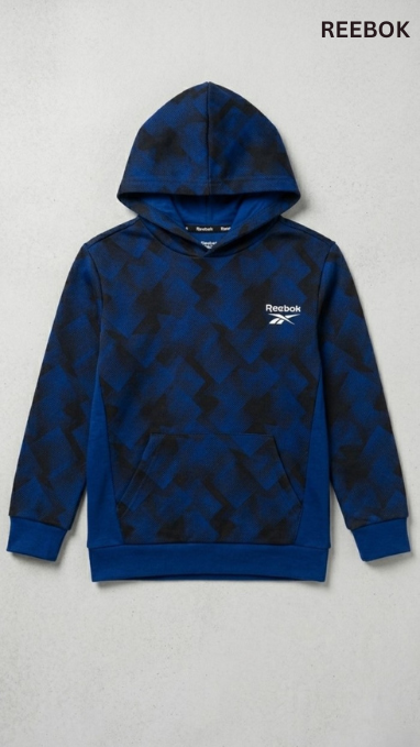 REEBOK BOYS PUZZLE ALL OVER PRINTED HOODIE