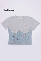 THRILL JEANS Womens Corset Denim Top