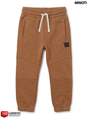 Minoti Boys Brown Chestnut Seamed Fleece Jogger Sweatpants with Patch Accent| SM GARMENTS