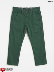 Guess Boys Branded Forest Green Slim Fit Stretch Chino Pants| SM GARMENTS