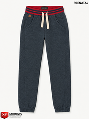 Road Wear Boys Dark Heather Blue Fleece Jogger Sweatpants with Striped Waistband| SM GARMENTS