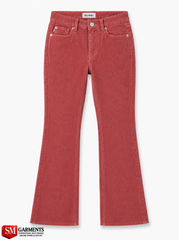 DL Girls Branded Rose Pink Fine Corduroy Flared Jeans| SM GARMENTS