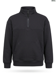 Boys Solid Black Quarter-Zip Fleece Sweatshirt