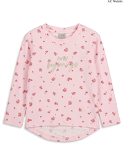 Girls' Pink Floral Print "New Beginnings" Long-Sleeve Top