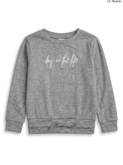 Girls' Grey Shimmer Striped "Day in the Life" Long-Sleeve T-Shirt