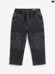 Gap Boys Charcoal Black Denim Cargo Joggers with Drawstring Waist| SM GARMENTS