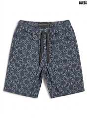 Guess Boys Dark Blue Floral Paisley Print Stretch Drawstring Shorts| SM GARMENTS