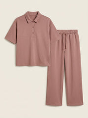 Oysho Mauve Pink Polo Short-Sleeve Co-Ord Set