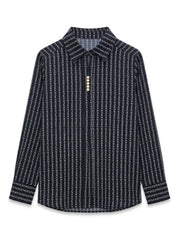 Women's Monogram Print Long-Sleeve Button-Down Shirt